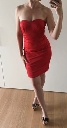 Neues rotes Bandeau Kleid in rot carmen Minikleid 36 xs