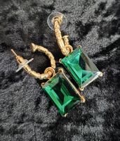 Smaragd Ohrringe, goldfarben, Statement-Schmuck, Neu!
