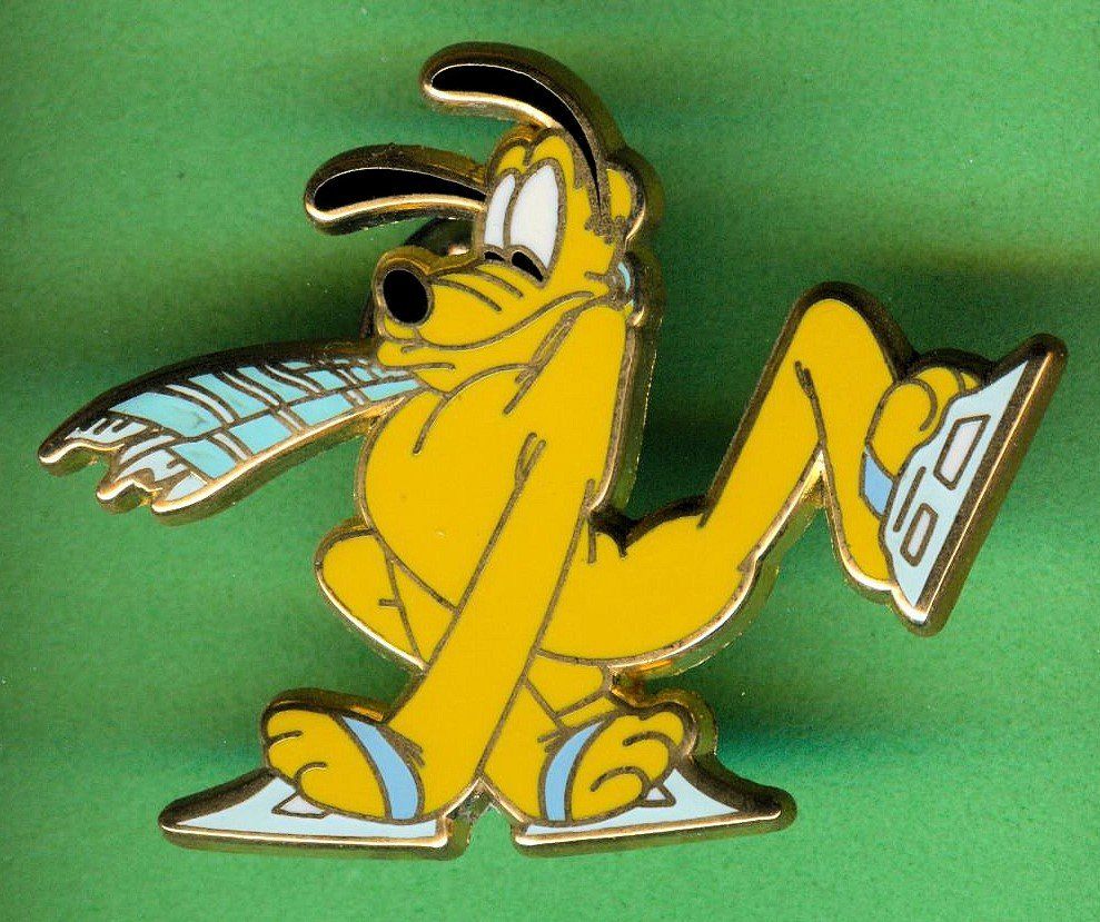 Disney Placchette & Badge: Disney   PLUTO  auf Schlittschuhen  – Usato da Winterthur venduto da Sammleroase