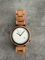 Kerbholz Lamprecht Olive Holzuhr, Herrenuhr mit Datum