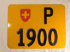 Altes Schweizer Post Nummernschild, Moped Schild