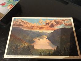 Alpenpostkarte Abendstimmung über dem Walensee guter Zustand