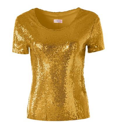 neues Pailletten-Kurzarm-Shirt, gold,  Grösse S