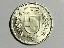 5 Franken 1967 Münze Silber ..gute Erhaltung