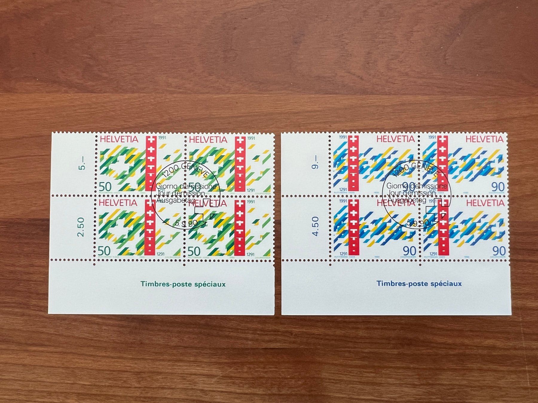 Tutti i francobolli: 1990 CH Erstag gest.Viererblock mit Tab  (K85) – Usato da Hinwil venduto da Sidi4