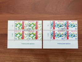 1990 CH Erstag gest.Viererblock mit Tab  (K85)
