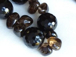 Top Halskette Collier Rauchquarz, facettiert/Silberverschlus