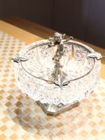 Jugendstil Bleikristall versilberte Fuss Aschenbecher Top