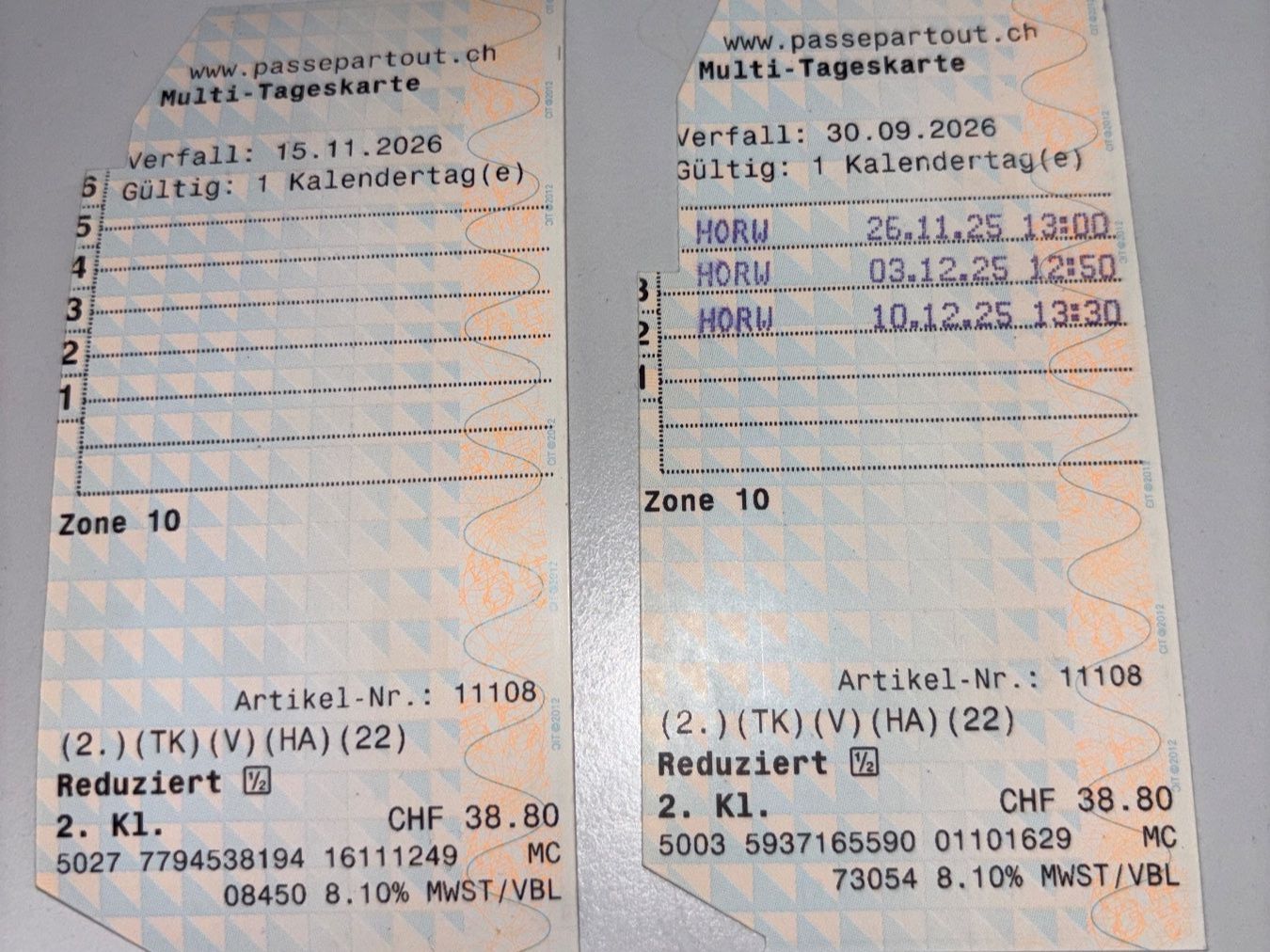 Biglietti: Multi-Tageskarten Passepartout.ch Zone 10 - reduziert – Usato da Luzern venduto da lupol_Verwertungen
