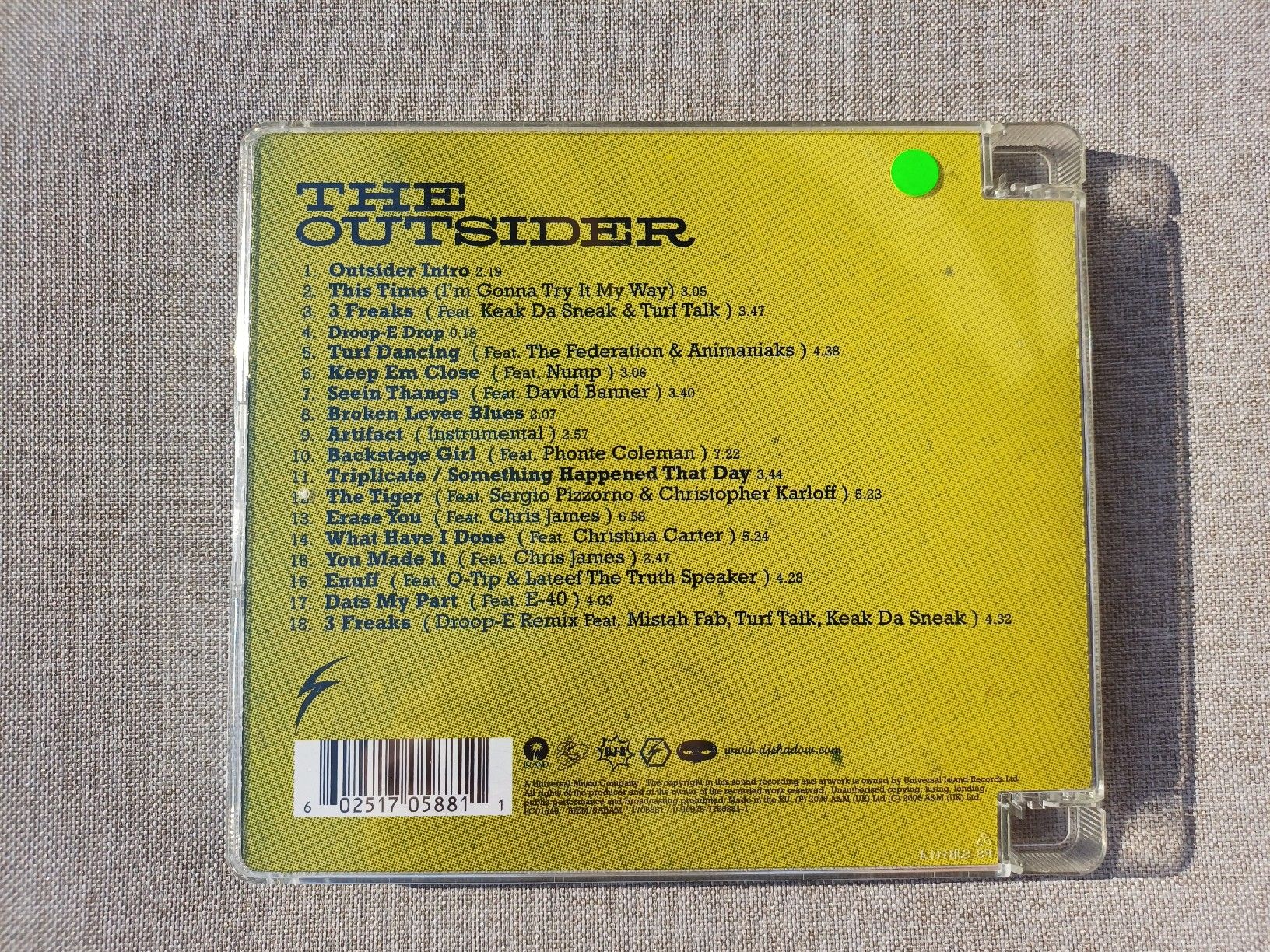 CDs: DJ Shadow "The Outsider" CD – Neu (gemäss Beschreibung) aus Begnins von Drastic-Sound 1