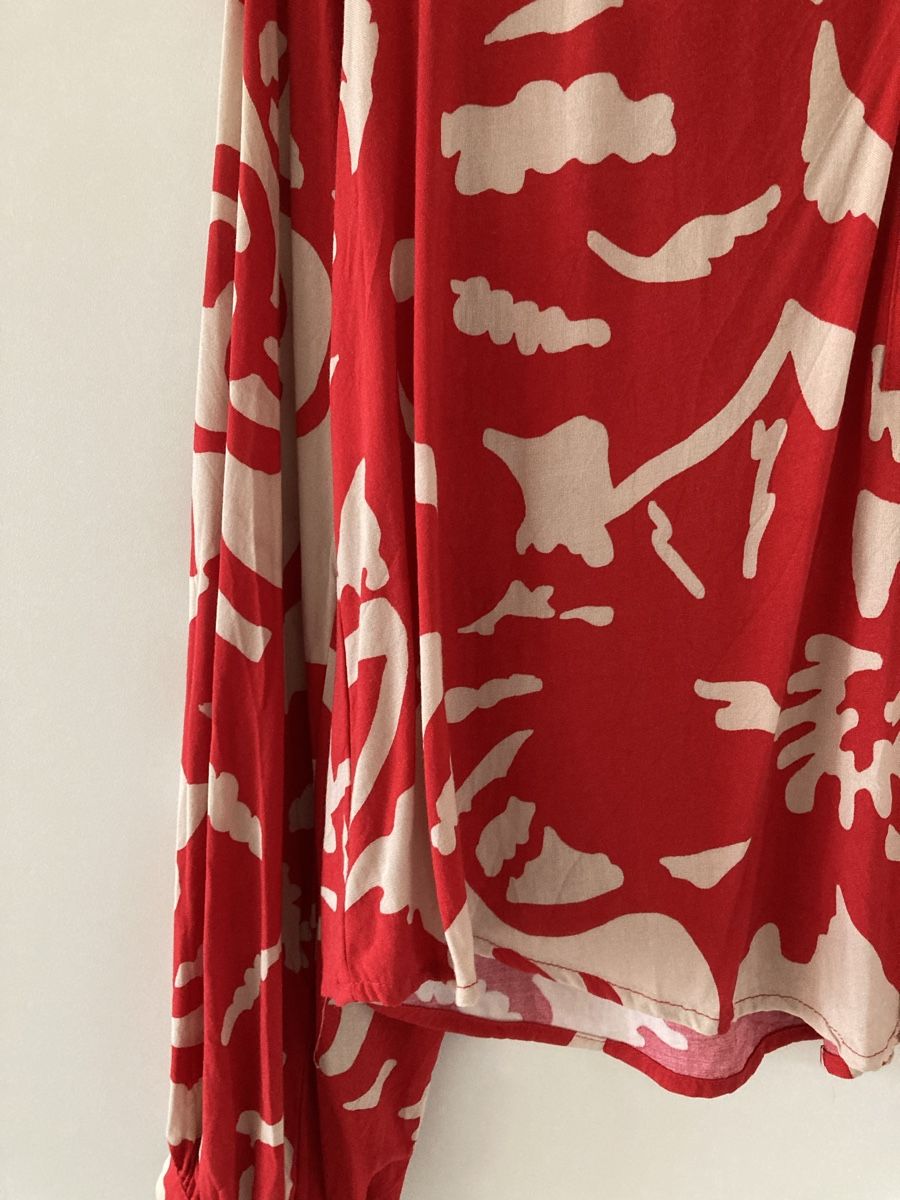 H&M Blusen: Damen Bluse rot beige gemustert Langarm – Gebraucht aus Zürich von Timbera 1