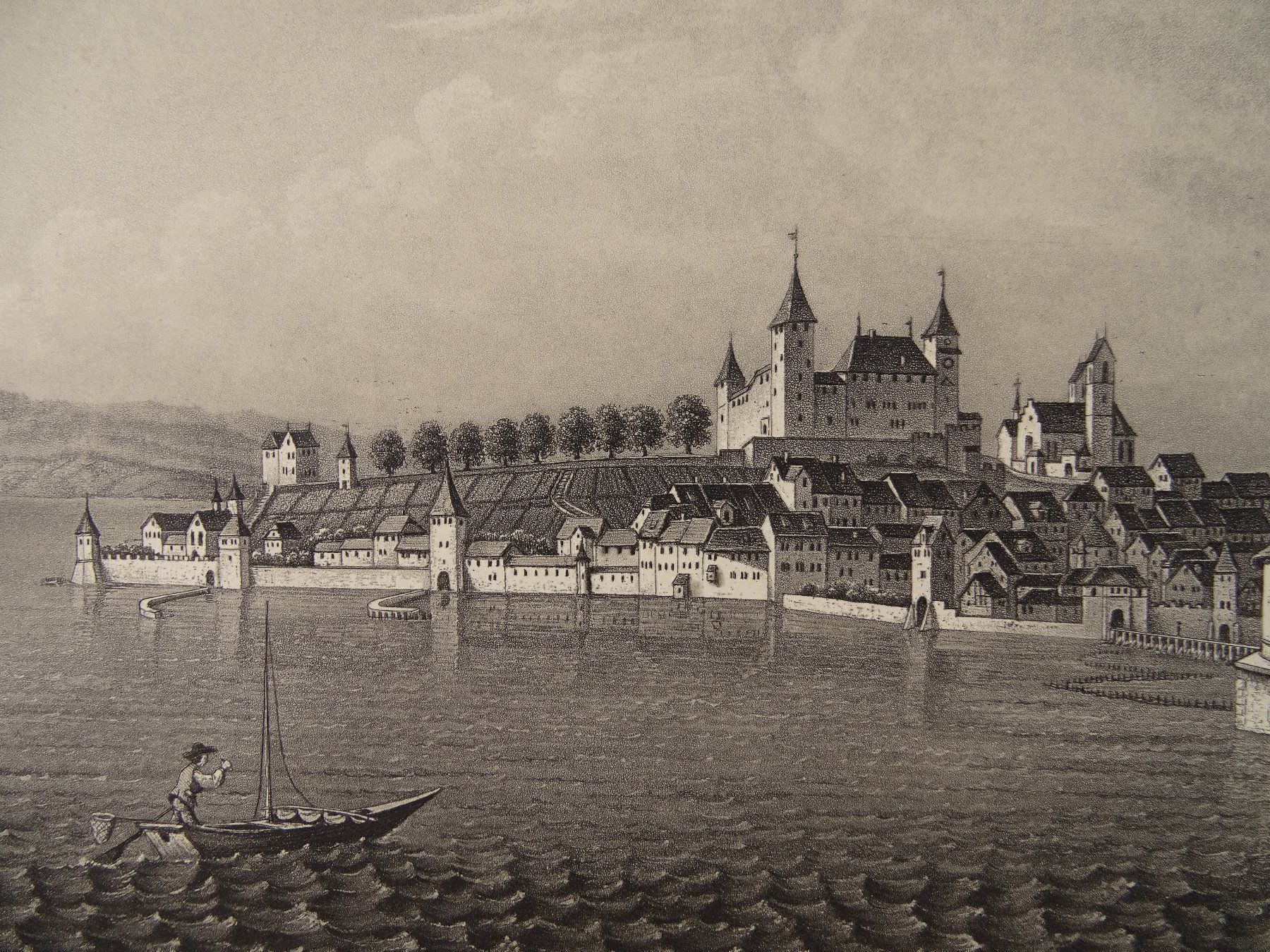 Incisioni: RAPPERSWIL, AQUATINTA 1867 – Usato da Grüningen venduto da Kartensammler 2