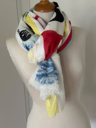 Schal - grafisch - Weiss/gelb/rot/blau  - TOP