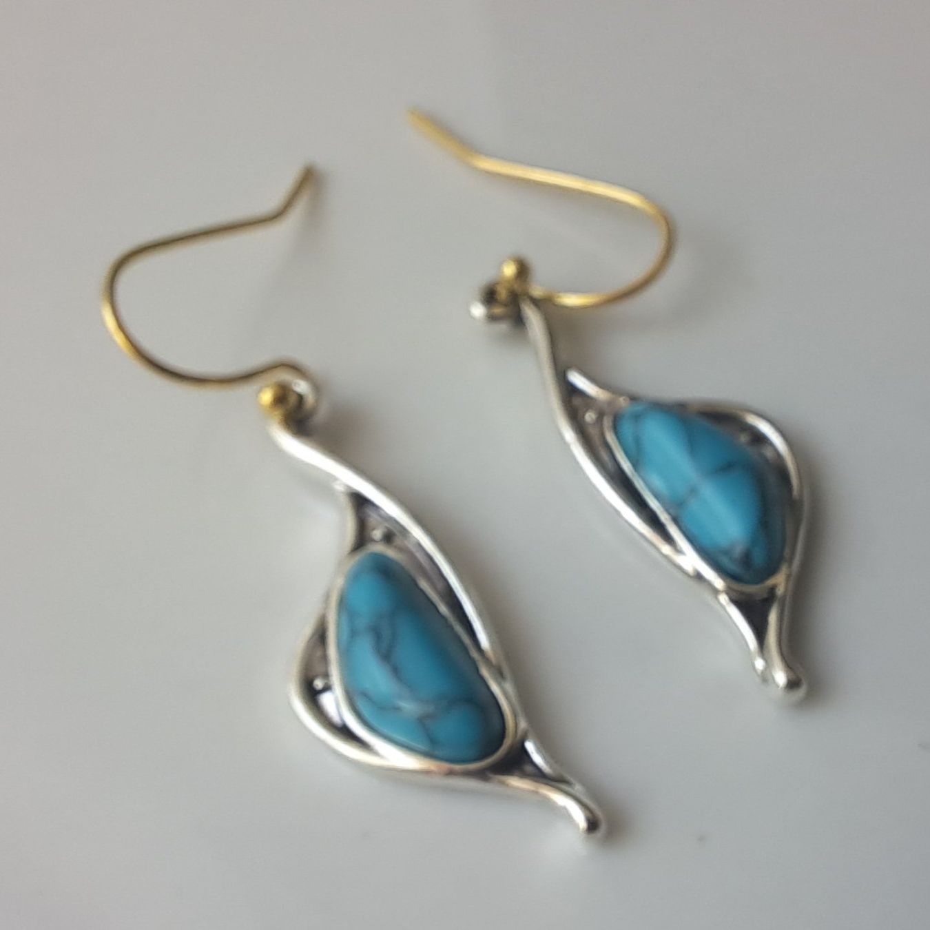 Orecchini pendenti & Orecchini a lobo: Boucles d'oreilles goutte turquoise plaqué argent – Nuovo e nell'imballaggio originale da St-Imier venduto da supernova21 1