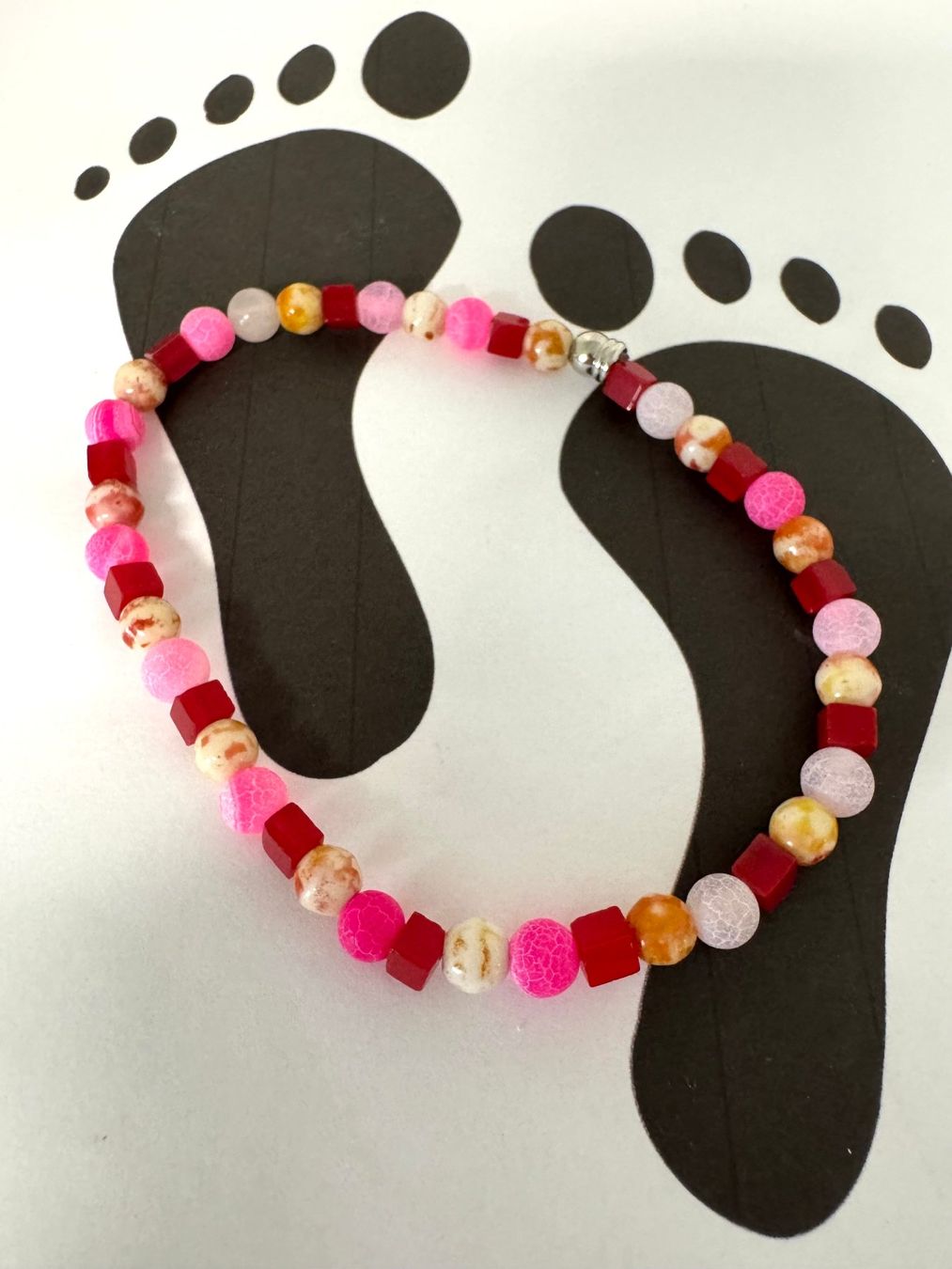 Catenine: Fusskette Achat, Kunststoffperlen – Nuovo (secondo la descrizione) da Biberist venduto da tl-schmuck