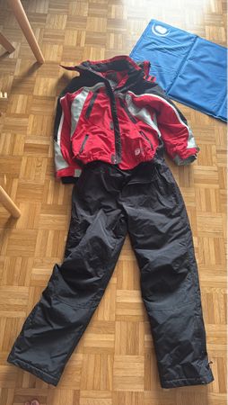Skianzug Kinder Jacke und Hose Grösse 156/164  Rot Schwarz