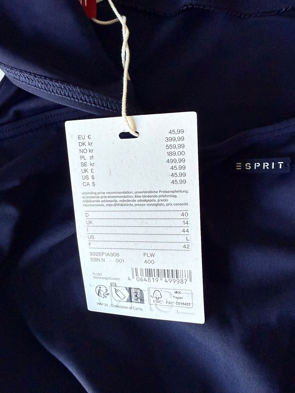 Esprit Costumi da bagno & Bikini: ESPRIT, Badekleid, Grösse 40, Farbe Dunkelblau – Nuovo e nell'imballaggio originale da Rudolfstetten venduto da gst_g7xl 6
