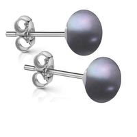 Ohrstecker 7mm Süsswasser-Zuchtperle dunkelblau Silber 925