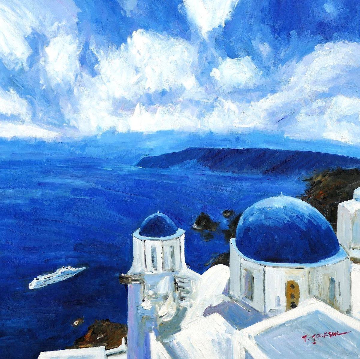 Riproduzioni & Creazioni: Modern Art - Kirche auf Santorin – Nuovo (secondo la descrizione) da Larnaca venduto da KunstDepot24
