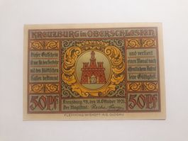 NOTGELD - 50 Pfennig Kreuzburg 1921 ungefaltet