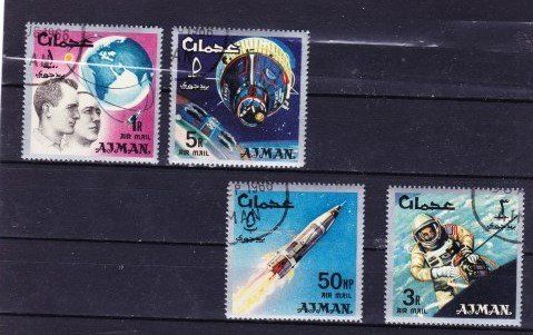 Tutti i francobolli: Série 4 timbres UAE - Ajmann - 1966 - Obl. – Usato da Blonay venduto da Leglaude_01