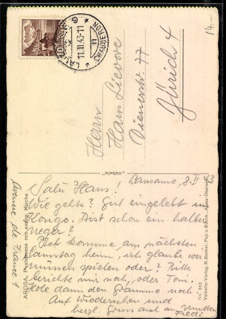 Cartoline postali: AK Arosa, Poststraße mit evangelischer Kirche – Usato da Berlin venduto da bartko-reher 1