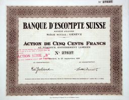 Banque d'Escompte Suisse SA, Genève - 1931
