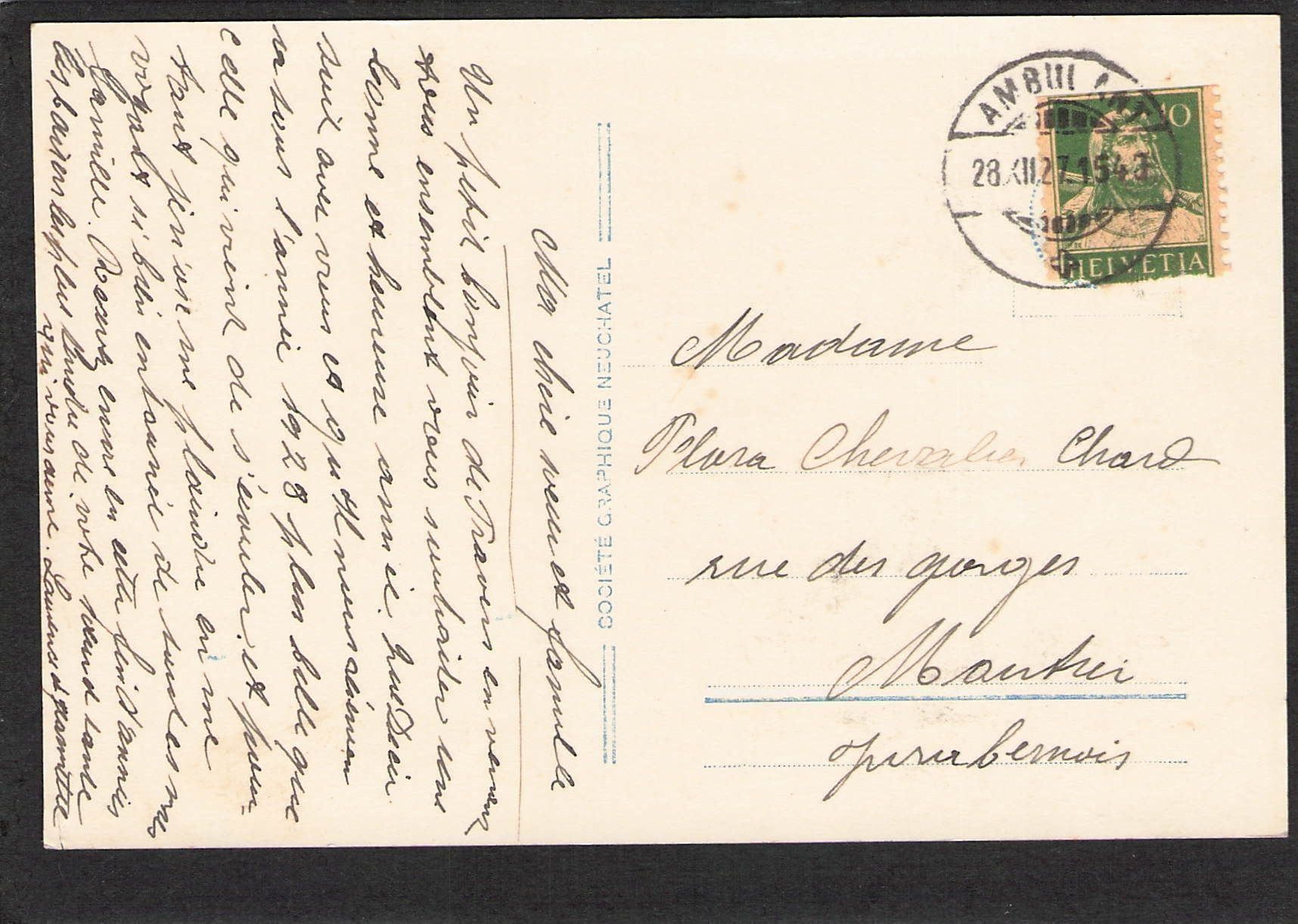 Cartoline postali: CP× NE Travers , 1927 – Usato da Reichenburg venduto da Pipo-67 1