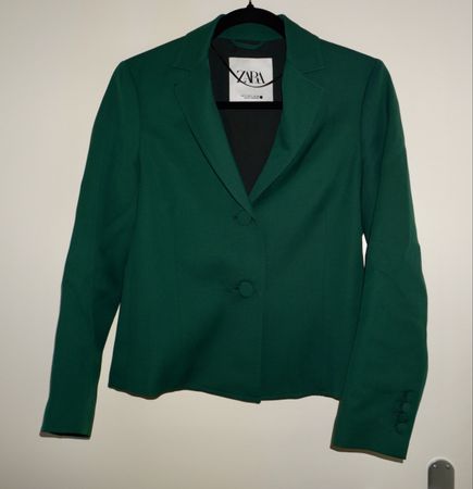Blazer Zara vert émeraude – taille S –veste cintrée élégante
