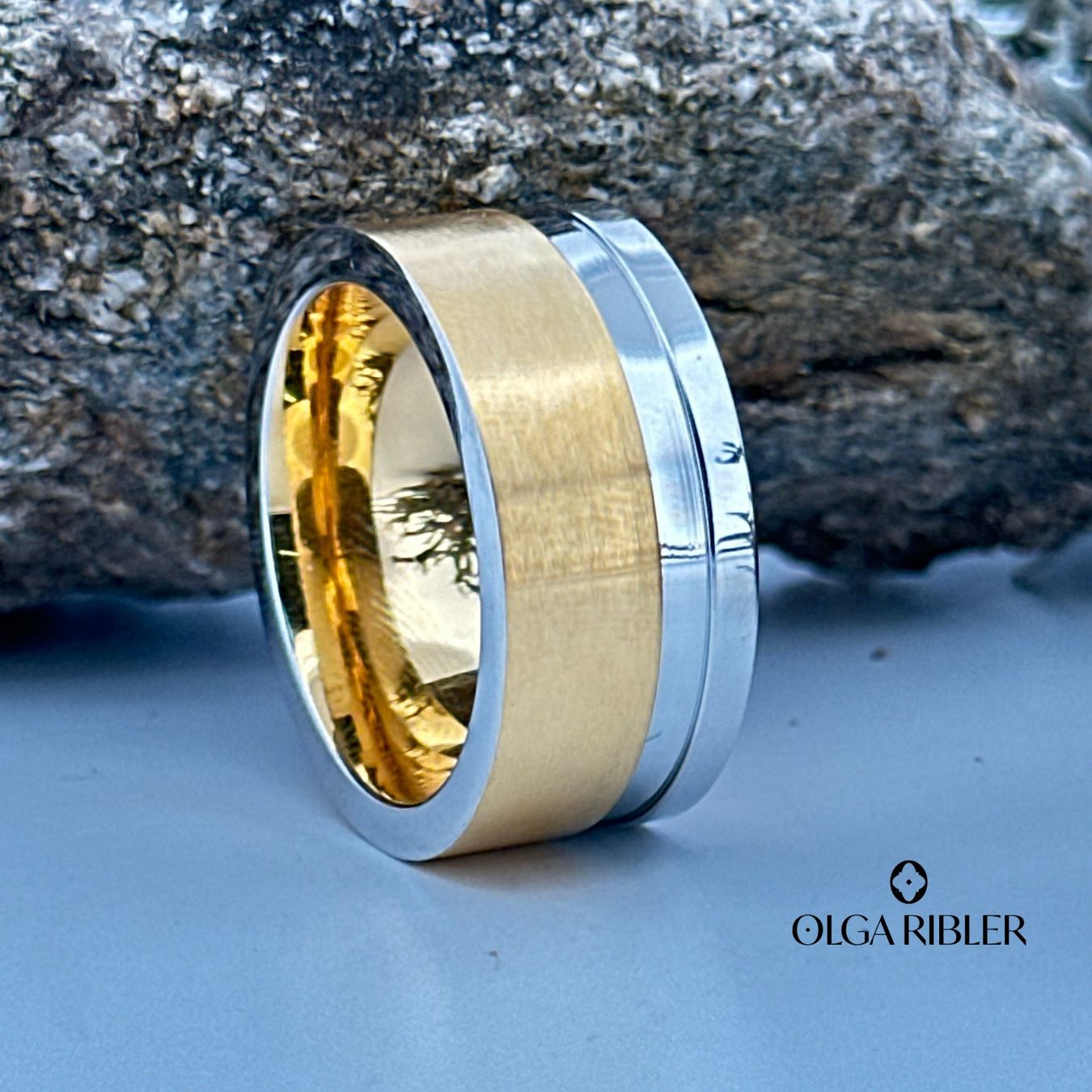 Olga Ribler Anelli: Edelstahl 11 mm Ring bi-color Grösse 59 – Nuovo (secondo la descrizione) da Luzern venduto da Schmuckoutlet 4