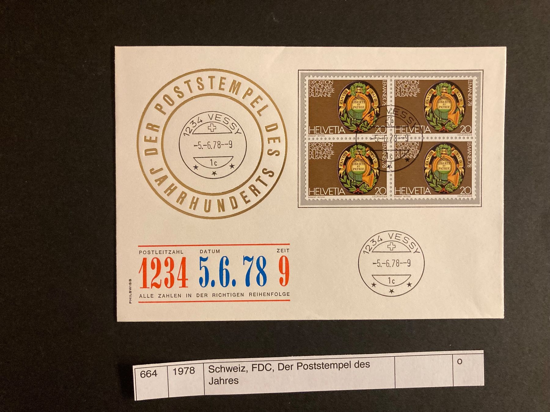 Tutti i francobolli: Schweiz, FDC, Der Poststemplel des Jahres – Usato da Domat/Ems venduto da Lareina2015
