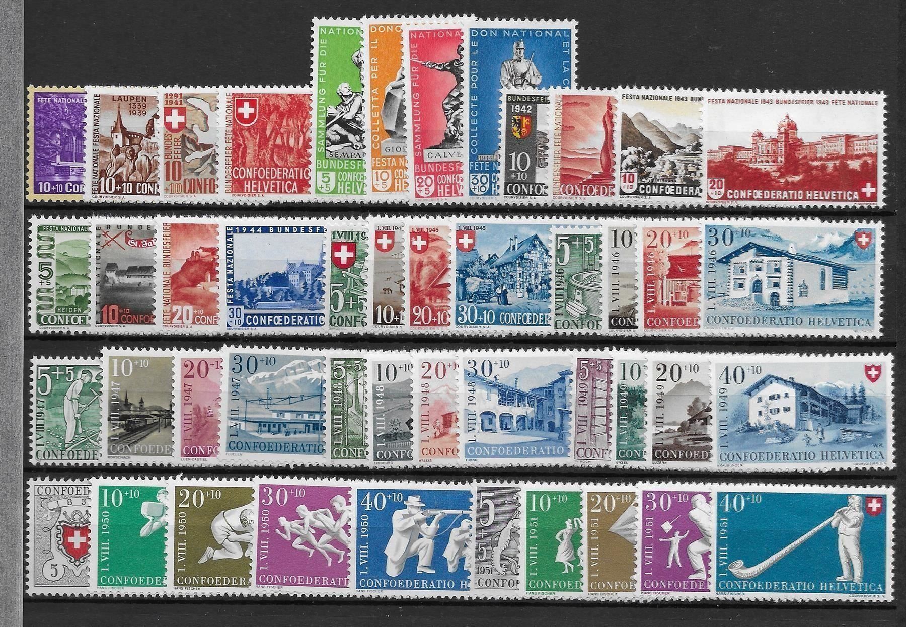 Tutti i francobolli: Pro Patria 1938-1959 ** Kat: 311.50 CHF – Nuovo (secondo la descrizione) da Remetschwil venduto da Hofiii