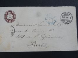 1878, Brief nach Frankreich mit Vorfrankatur