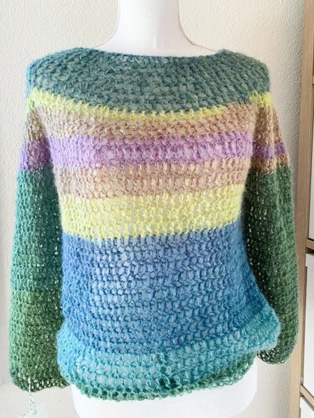 Maglioni & Felpe: Gehäkelte Topdown Pullover Pulli bunt – Nuovo (secondo la descrizione) da Carabbia venduto da katiamandelli 5