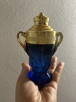 Profumo da uomo flacone trofeo blu e oro nuovo
