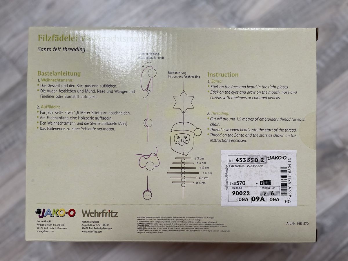 Kit bricolage: Jako-o Filzfädelei Weihnachtsmann – Nuovo e nell'imballaggio originale da Hellikon venduto da Giojo 1