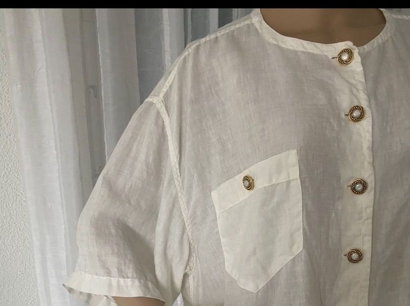 Blusen: Perfekter Auftritt - einzigartige 100%-Leinen-Bluse, M/L – Neu (gemäss Beschreibung) aus Winkel von ferrari2022 3