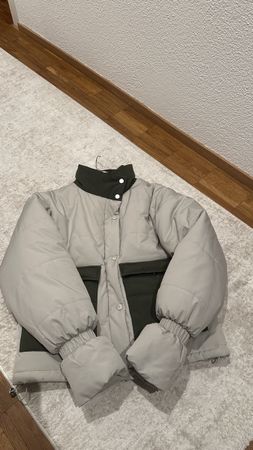 Winter Jacke XS, hellgrau/oliv