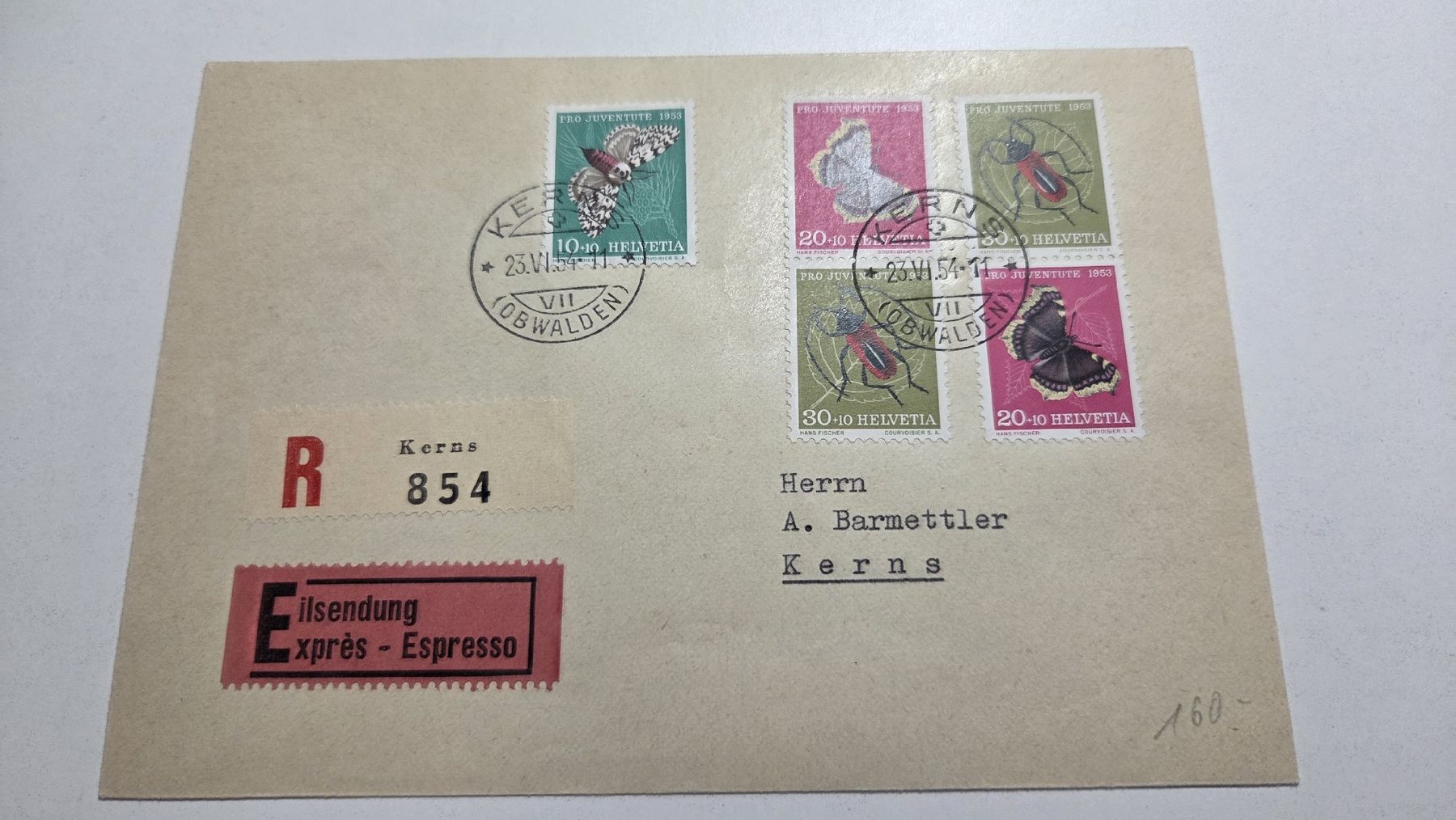 Tous les timbres: 1954 Pro Juventute Satzbrief  – D'occasion à Arni AG par Moth68