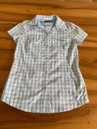 COLUMBIA wunderschöne Wanderbluse weiss/blau kariert XS NEU