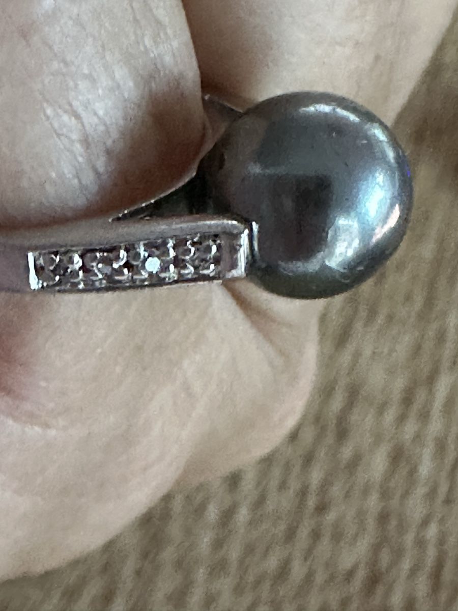 Anelli: Silberring mit Perle und Diamantensplitter – Usato da Herbriggen venduto da Sehrazade 4