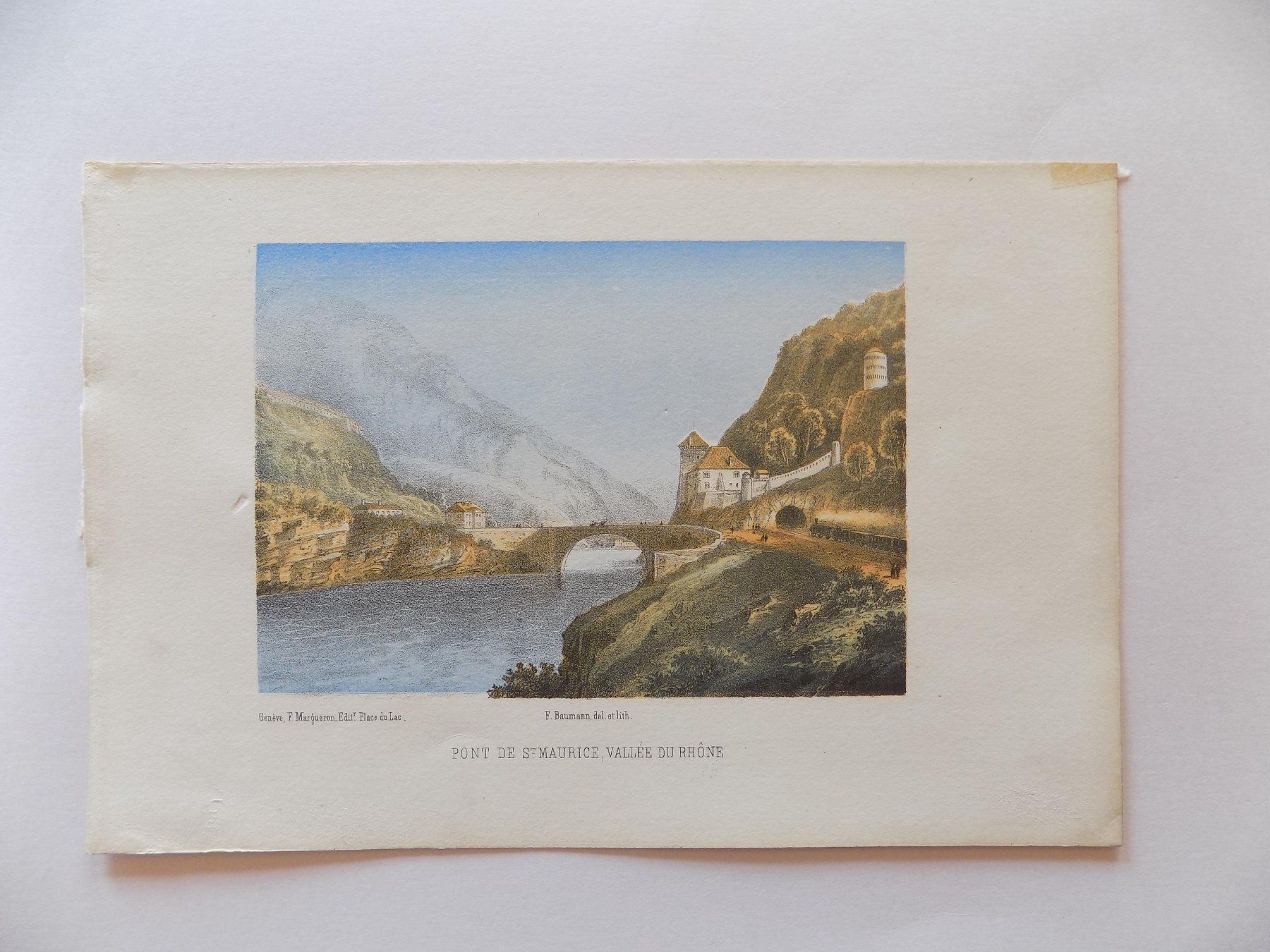 Gravures: St. Maurice Valais getönte Lithographie – D'occasion à Risch par Antikfee 3