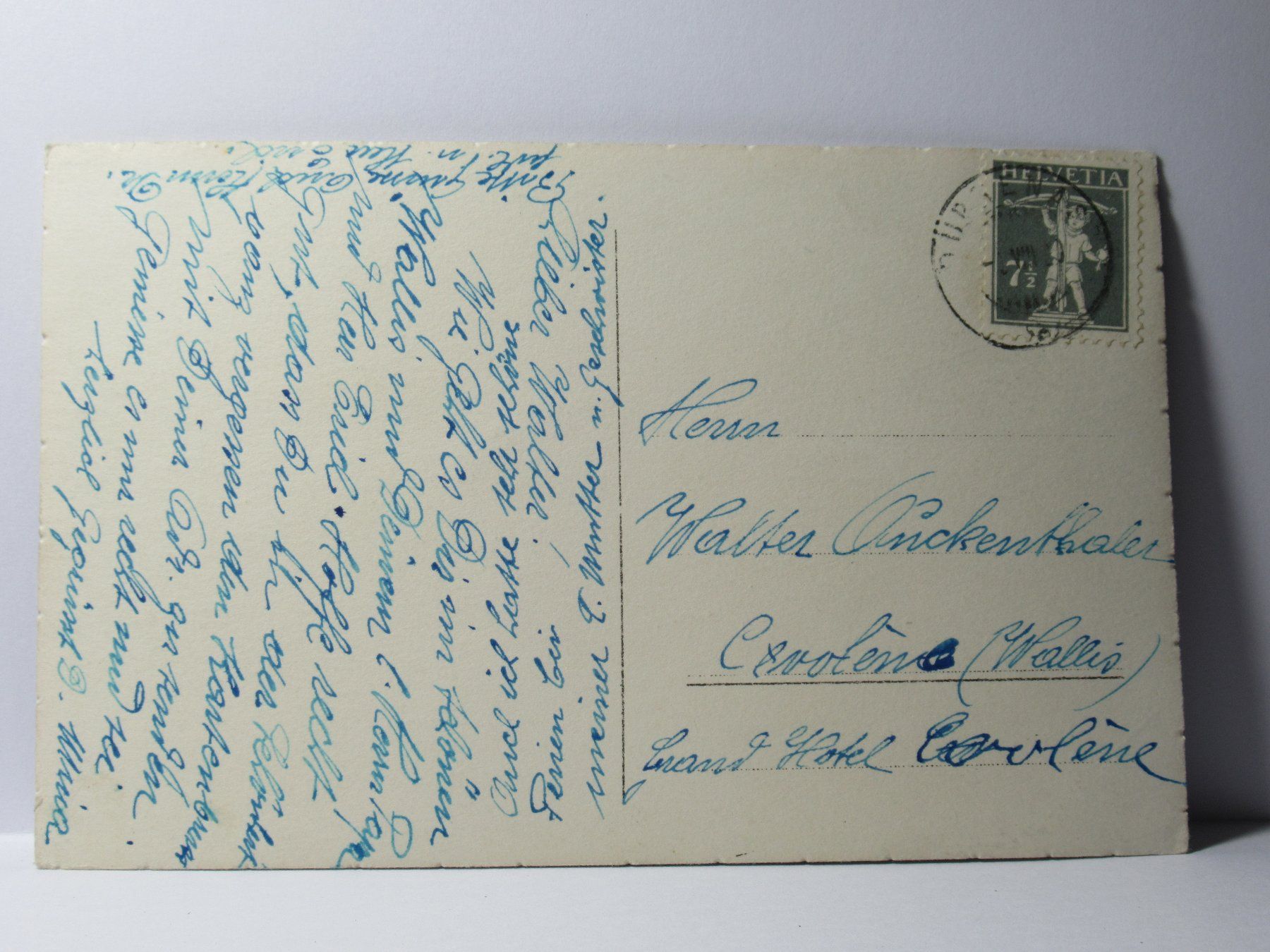 Cartoline postali: Oberhofen , Mönch , Jungfrau & Eiger – Usato da Grenchen venduto da Bluemchen1900 1