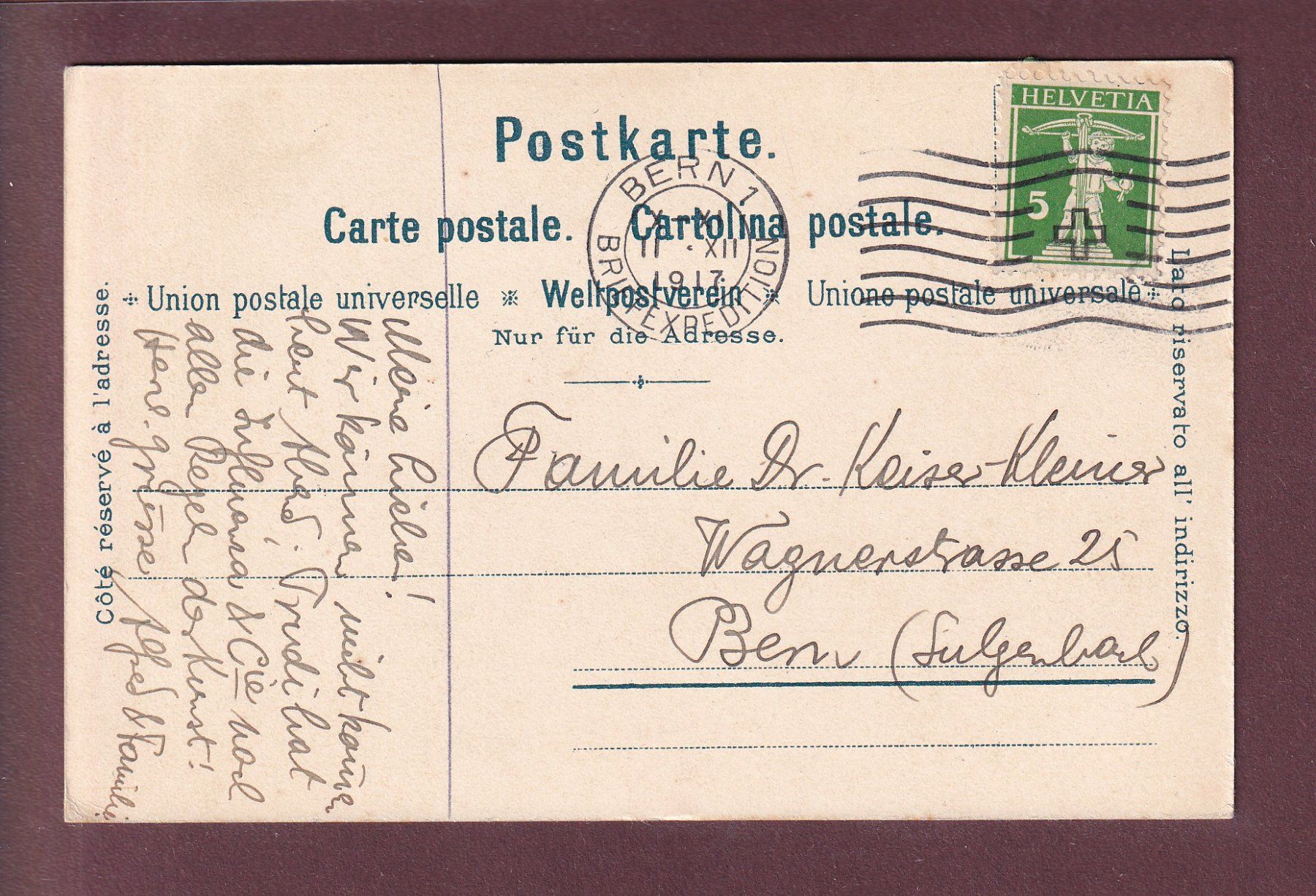 Cartes postales: BERN - Bahnhof - Heiliggeistkirche - 1917 – D'occasion à Pully par nicecards 1