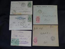 UPU 1900 2 Karten + 3 Briefe