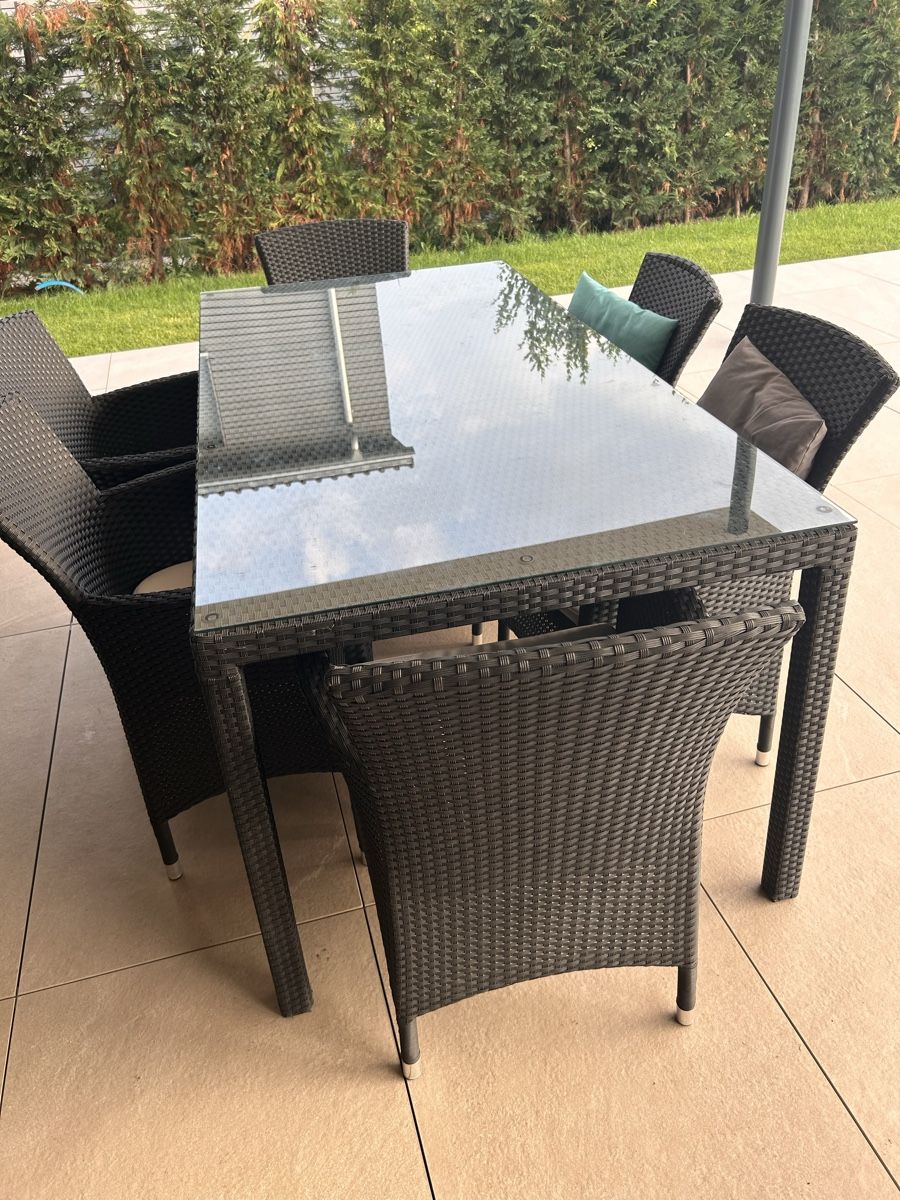 Set di tavolo e panche: Rattan Gartentisch inkl. 6 Stühle – Usato da Stallikon venduto da mimi4u