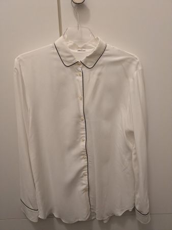 Seidensticker Damenbluse weiss mit schwarzen Details, Gr. 38
