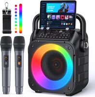 Karaoke Anlage 2 Mikrofone Bluetooth Lichteffekte PA