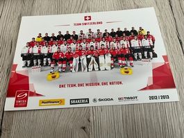 Schweiz Eishockey Team Autogrammkarte 2012/2013 - Rarität!