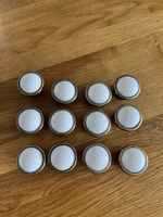 12 Möbelknöpfe Keramik weiss Rissoptik Metall antik 3 cm